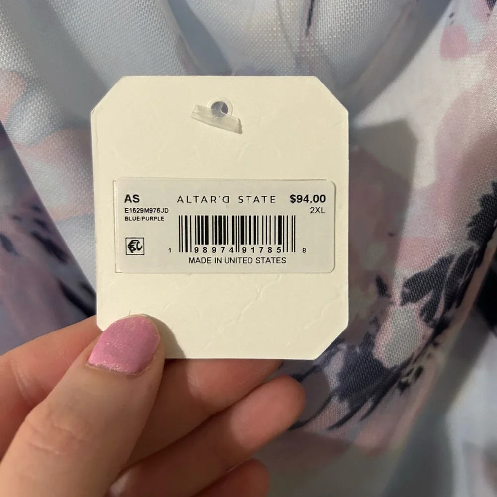 Altar'd State Pastel Blue One-Shoulder Floral Maxi Dress - Picture 4 of 4